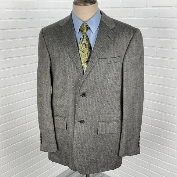 Nautica Blazer Men 40R Black Herringbone Lambswool Stretch Classic CareerJ acket - Picture 2 of 14